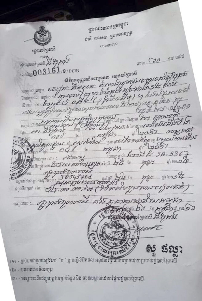 ច្បាប់ដឹកឈើដែលស្ត្រីវ័យចំណាស់​យក​មក​អោយ​អ្នក​កាសែតមើល